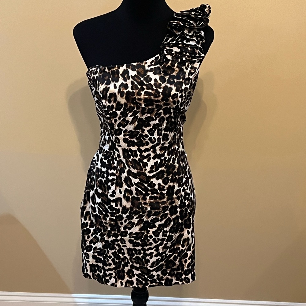 Trac Black and White One Shoulder Sheath Dress size small